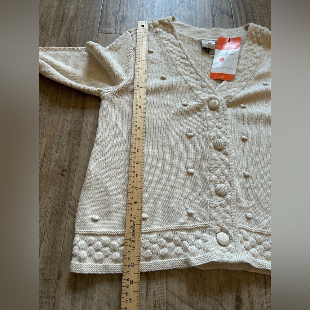 Cabi retro cream button cardigan Sweater Textured cotton blend granny grandma - Picture 7 of 9